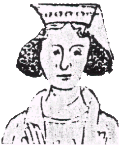 Ausschnitt aus einer Miniatur der Velislav- Bibel, Kappe mit Haarnetz und Schleier 14. Jahrh., Geschichte des Kostüms, Erika Thiel